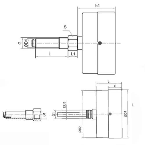 Термоманометр Росма ТМТБ-31Т.2 (0-150°C) (0-1,6MПa) G1/2 2,5, корпус 80мм, тип - ТМТБ-31T.2, длина клапана 64мм, до 150°С, осевое присоединение, 0-1,6MПa, резьба G1/2, класс точности 2.5